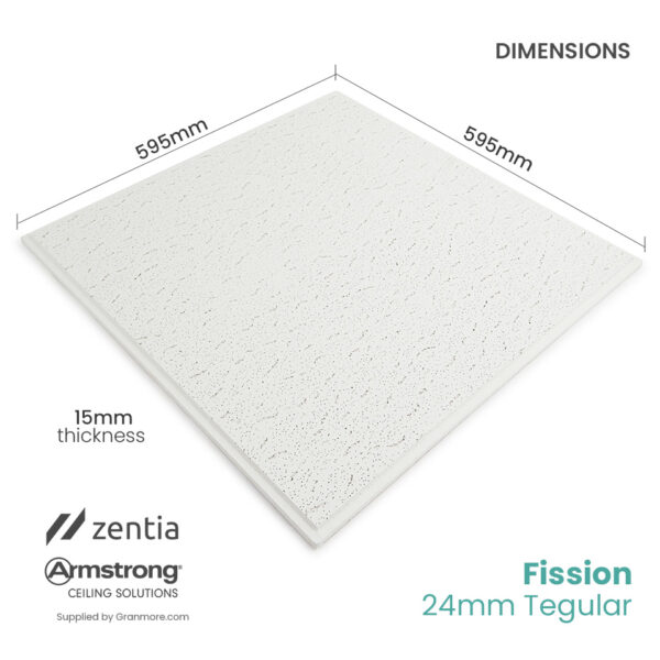 Armstrong-Zentia Tatra Tegular Ceiling Tiles 600mm x 600mm | Fits 24mm Ceiling Grid | BP962M | 16 Tiles per Box - Image 2