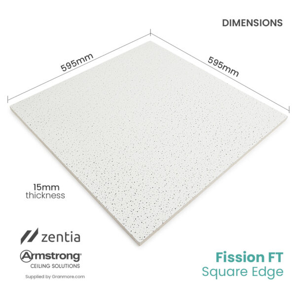 Armstrong-Zentia Fine Fissured Ceiling Tiles 600mm x 600mm | Square Edge | BP9121M | 16 Tiles per Box - Image 2