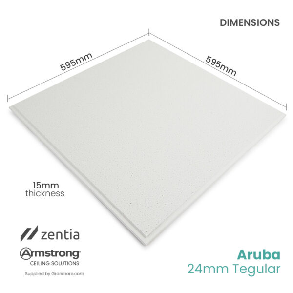 Armstrong-Zentia Dune Tegular Ceiling Tile 600mm x 600mm  | Fits 24mm Grid | BP5462M | 16 Tiles per Box - Image 2