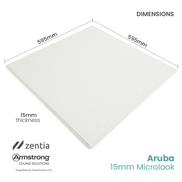 Armstrong-Zentia Dune MicroLook Ceiling Tile 600mm x 600mm | Fits 15mm Grid | BP5464M | 16 Tiles per Box - Image 2