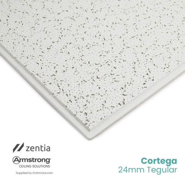 Armstrong-Zentia Cortega Tegular Ceiling Tiles 600mm x 600mm | Fits 24mm Grid  | BP9105M | 16 Tiles per Box