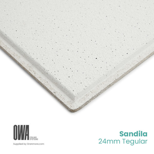 Sandila Tegular Perforated Ceiling Tile 600mm x 600mm | Fits 24mm Grid | 10 Tiles Per Box | Owa