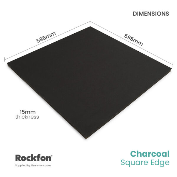 Rockfon Charcoal Ceiling Tiles 600mm x 600mm | Square Edge Acoustic Tile | 32 Tiles per Box - Image 2