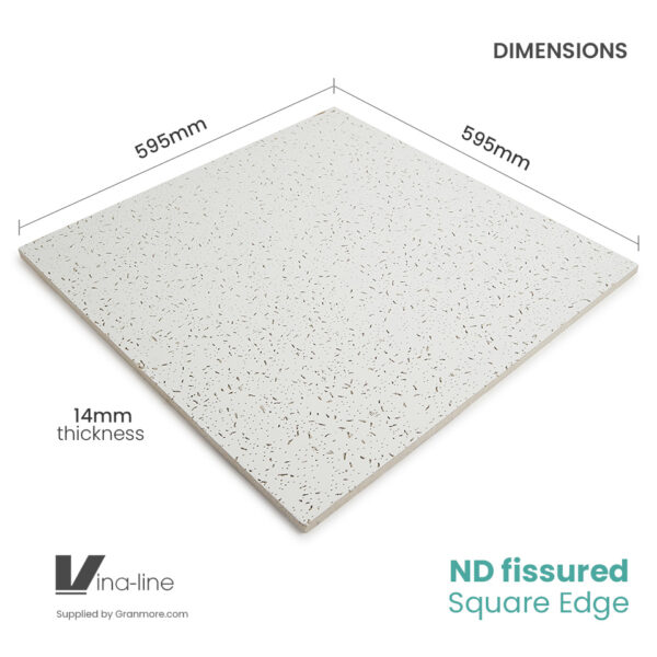 ND Fissured Ceiling Tile 600mm x 600mm | Square Edge | 10 Tiles Per Box | Vina-line - Image 2