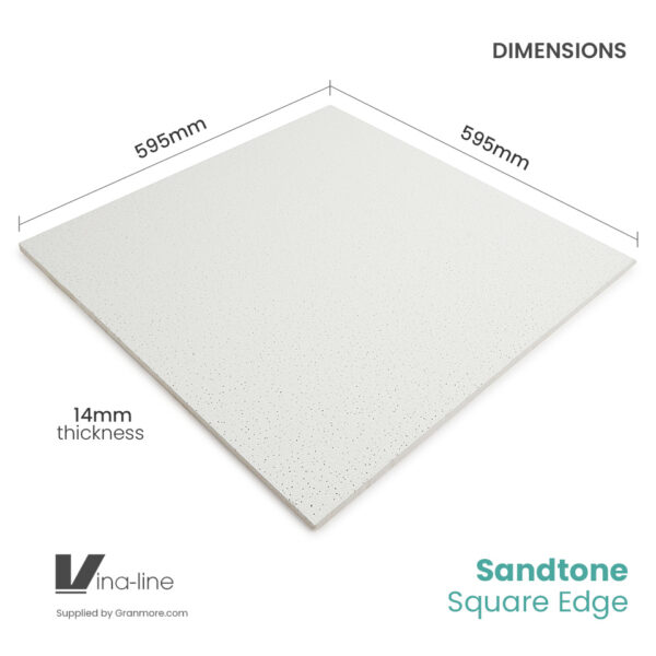 Sandtone Ceiling Tile 1200mm x 600mm | Square Edge | 10 Tiles Per Box | Vina-line - Image 3