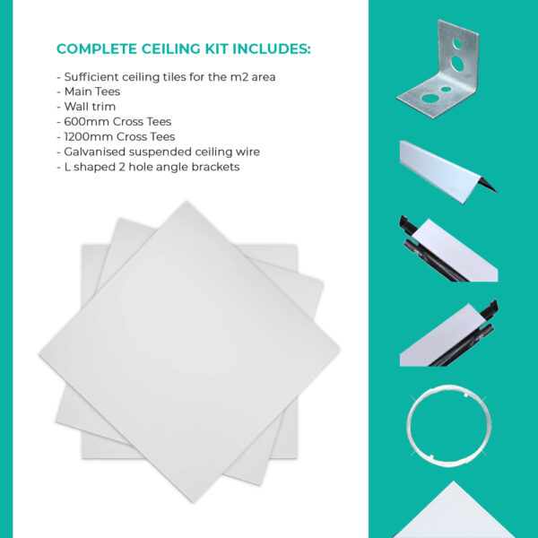 Complete ceiling kit includes